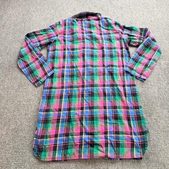Victorias Secret Top Womens M Plaid Light Flannel Nightshirt Pocket Drawstring - Picture 14 of 15